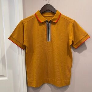 BURBERRY - Waltham Icon Stripe Zip Cotton Pique Polo - Boys Size 12
